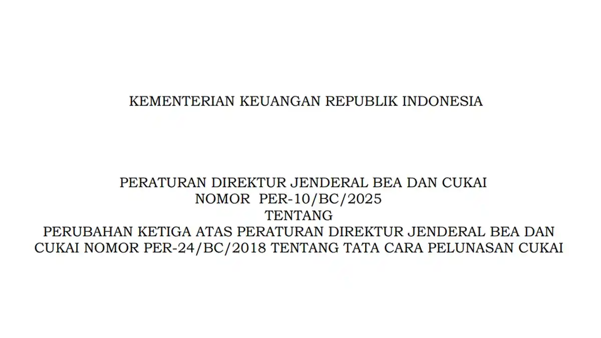 Dokumen PER-10/BC/2025 dari DJBC