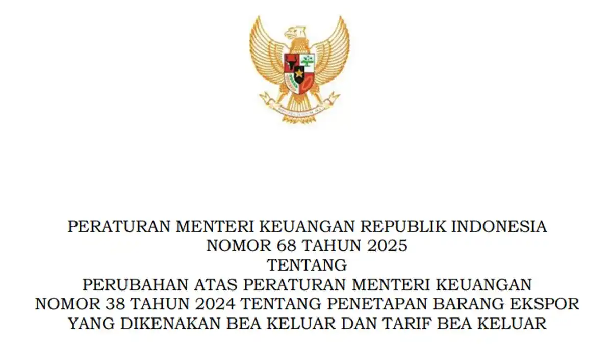 Document image announcing PMK No.68/2025