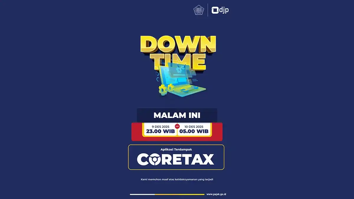 Screenshot of Coretax downtime announcement by Directorate General of Taxes