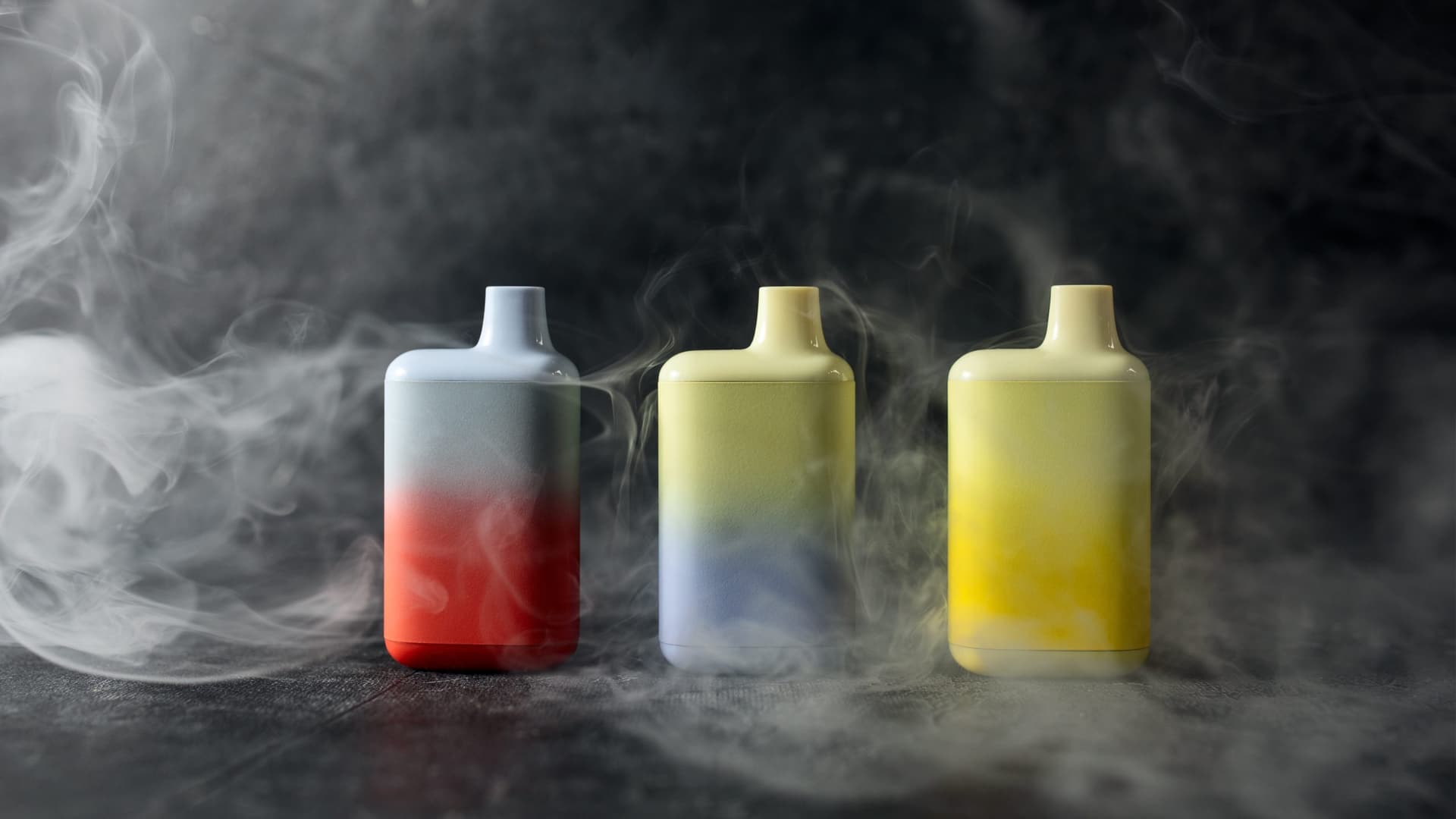 Background image showing vapor clouds and vape devices