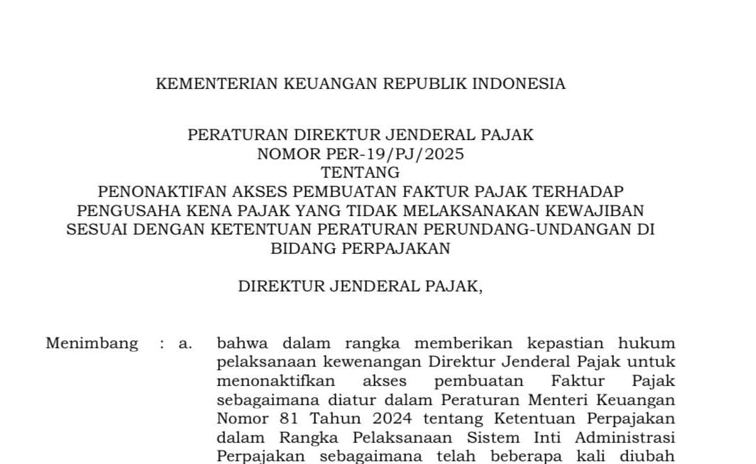 Tax document with a red cross indicating PKP status deactivation