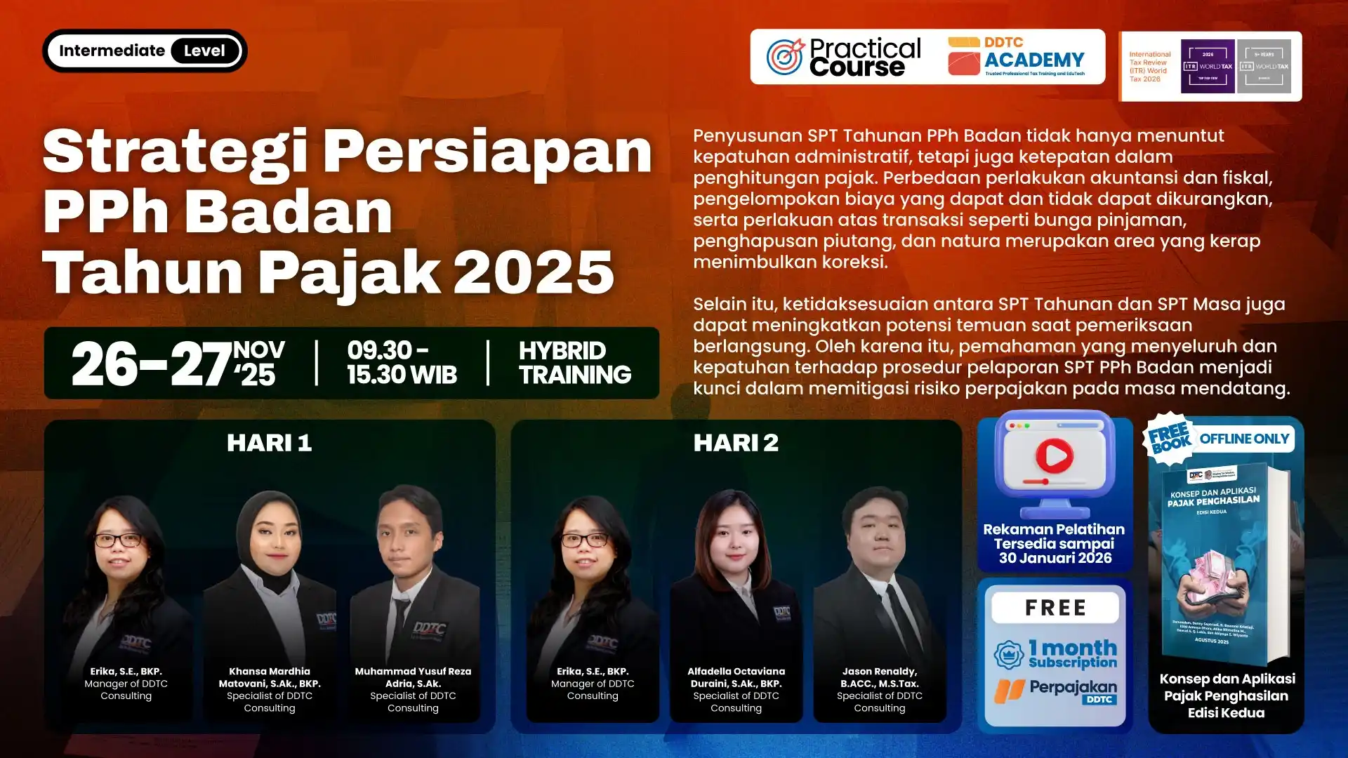 Kursus hybrid penyusunan SPT PPh Badan, peserta offline di Menara DDTC Jakarta dan online via Zoom