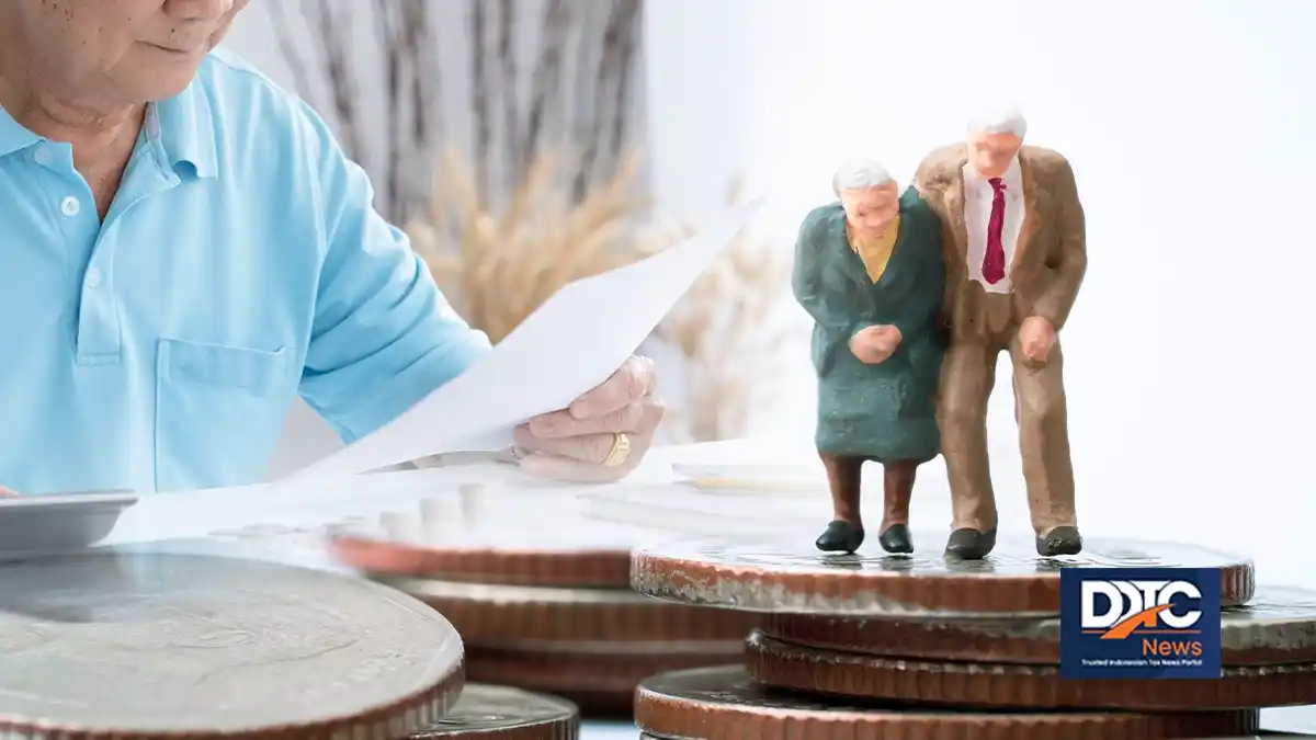 Diagram menunjukkan aset dana pensiun dan perlakuan pajak di Indonesia