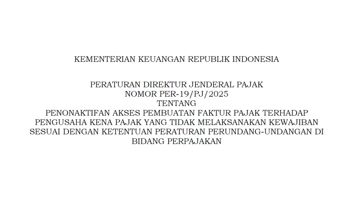 PER-19/PJ/2025 document from Indonesia Directorate General of Taxation
