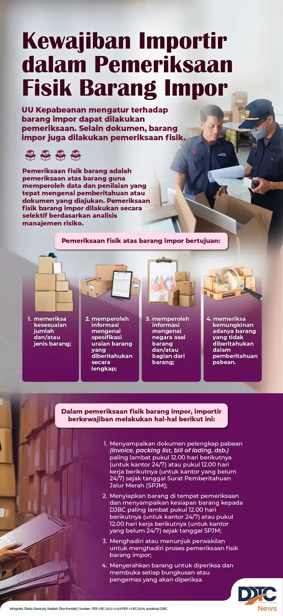 Illustration of importer's duties during customs physical inspection