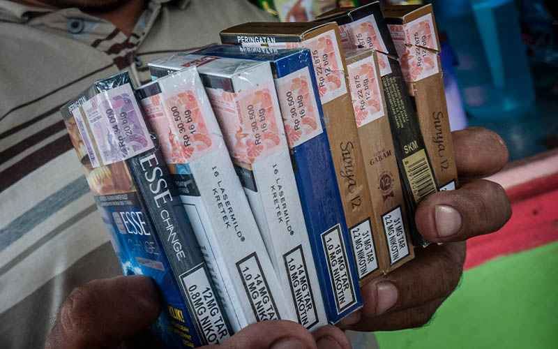 Grafik estimasi pajak rokok 2026 sebesar 21,98 triliun Rupiah