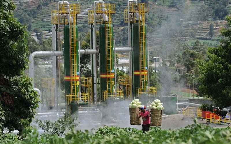 Geothermal power plant construction site in Java