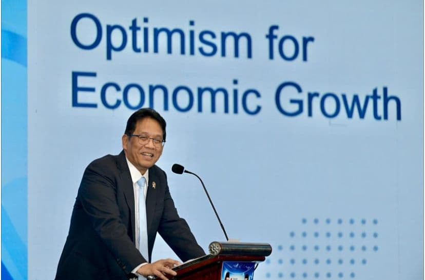 Finance Minister Purbaya Yudhi Sadewa speaking at event in Jakarta